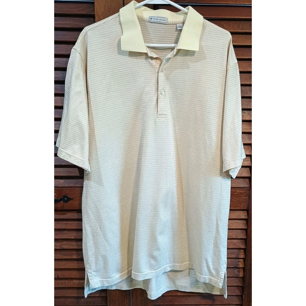 Peter Millar Polo Men's Large Summer Comfort Yellow Orange Soft Performance Golf